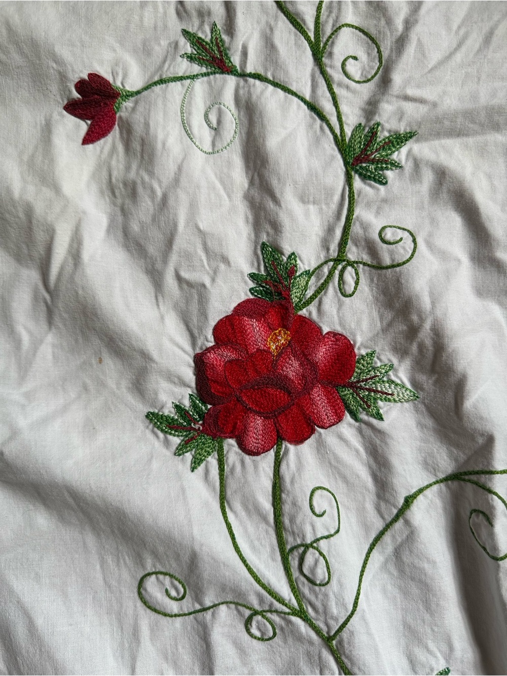Mid Century Embroidered Turkey Tablecloth Thanksgiving MCM - Picture 3 of 3